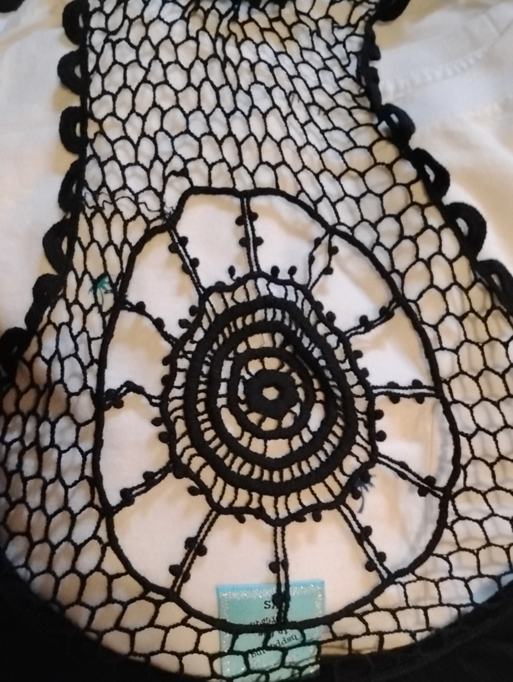 h.i.p. White Tank Top with Black Crochet Detail